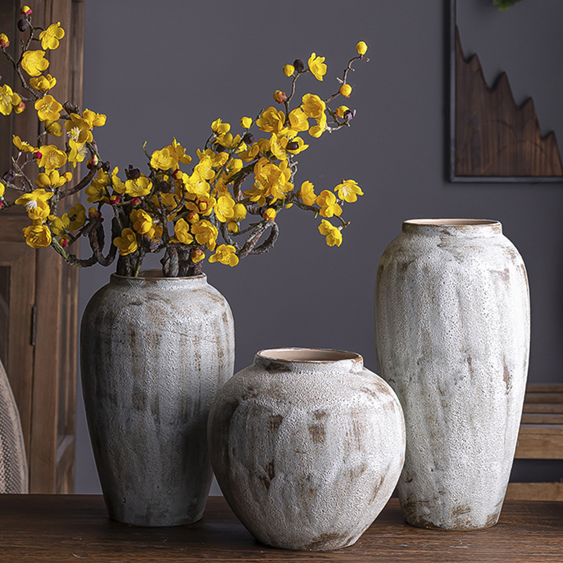 I and contracted sitting room ceramic dry flower ceramic flower vases Nordic ins furnishing articles, restore ancient ways small pure and fresh and coarse pottery