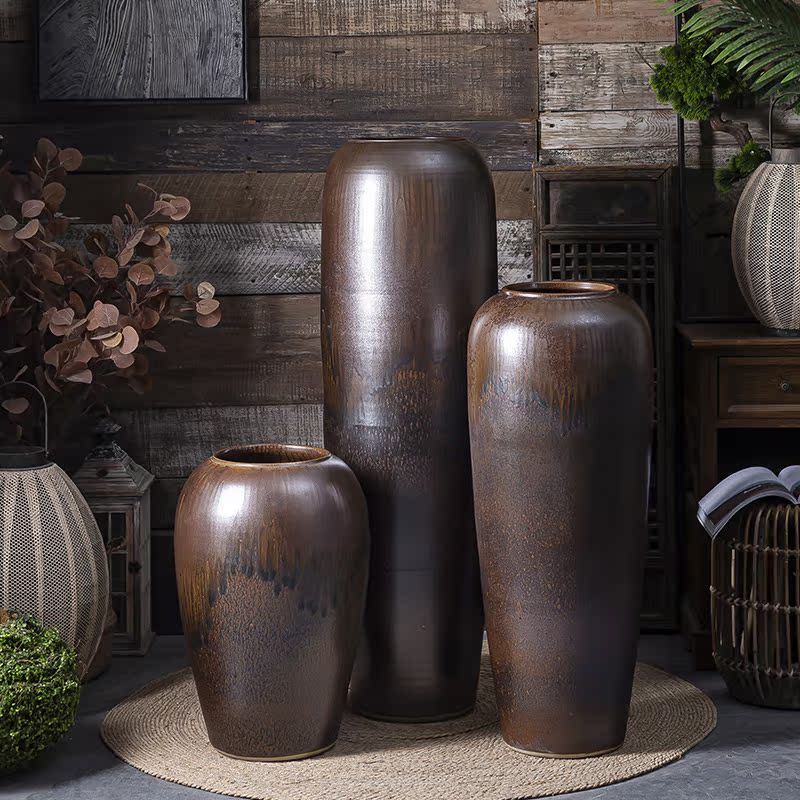 Modern vase landing light dry flower decoration key-2 luxury zen jingdezhen ceramic furnishing articles sitting room large flower arranging flowers