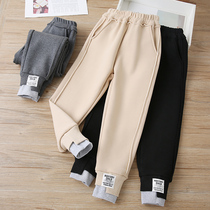 girls' pants autumn winter fleece 2022 outerwear spring autumn medium large children's sweatpants autumn casual sports pants