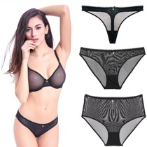 Transparent bra full penetration ultra-thin transparent underwear sexy high penetration mesh gauze women's underwear bra spongeless bra set