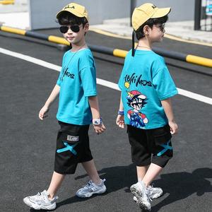 男童套装夏装新款儿童装男小孩子短袖t恤衣服网红洋气小学生套装