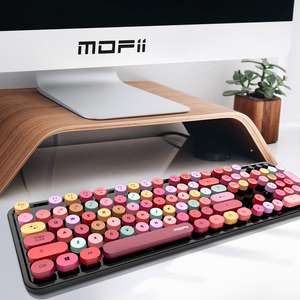 摩天手/MOFII無線鍵鼠套裝口紅鍵盤女生可愛