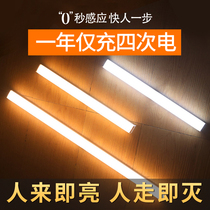 Human body night sensor light night light home aisle corridor bedroom voice control intelligent light control long strip bedside light