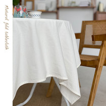 ins photo dining table cloth Nordic white cotton linen table cloth art rectangular tea table retro small round table cloth
