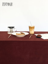 Pure colour velvet table cloth Nordic light extravagant rectangular mesh red table cloth art Home upscale Taib tea table cloth