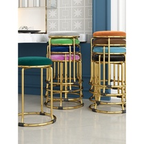 Velvet fabric European titanium gold round stool chair home fashion simple creative dining table bench folding bench high stool