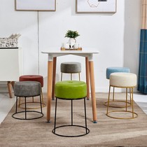 Household small round stool beauty salon dressing room dining room portable wood fitting stool leather Pier living room cushion wooden pp stool
