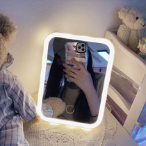 led mirror office with light HD desktop ins Wind Net red makeup dressing table dormitory bedroom removable