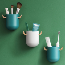 Comb storage tube toilet non-hole wall hanging makeup pen storage box bathroom toothbrush toothpaste rack