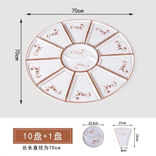 Household platter combination, square, round table set of plate plate plate suit Chinese wheel ceramic family