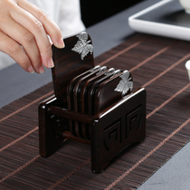 Black Sandalwood Solid Wood Tea Cup Mat Insulation Mat Gong Fu Tea Tea Set Accessories Tea Ceremony Meditation Day Type Round Square Tea Toto