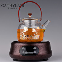 Cathyladi Automatic tea maker Kettle Kung Fu tea set Household glass steam cooking teapot Electric pottery stove