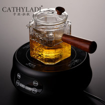 Cathyladi Steam health glass teapot Household simple side handle heat-resistant high temperature tea maker Steaming teapot