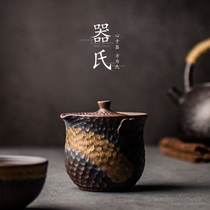 Jis ceramic hand grab pot cover bowl Teacup set Kung Fu tea set Tea maker coarse pottery gilt retro household teapot