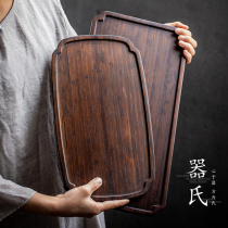 Jis carbon color bamboo tea tray Small tea table large household rectangular dry bubble tray tray Japanese tea set customization