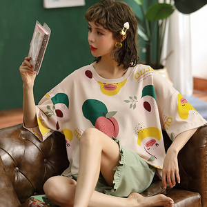 睡衣女夏季纯棉短袖短裤可爱学生日韩系夏天两件套装薄款春家居服