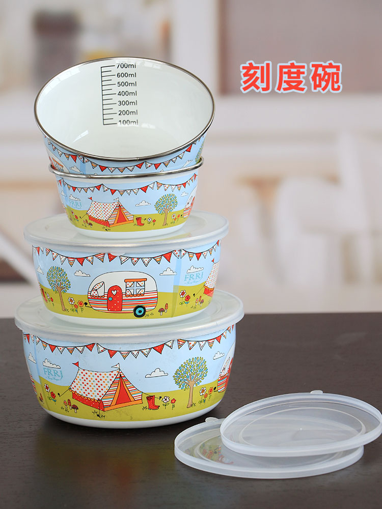 The Children 's cartoon fall belt scale eat bowl thicken enamel baby not widely milk scale always suit with a lid