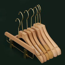 Solid wood hangers for clothing stores Special wood wood color clothes hang womens store pants rack clip mens clothing support custom logo