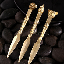 Zodiac tea knife Pure copper Puer knife Tea knife Pure handmade tea needle Household tea opening knife Tea cone tea set accessories
