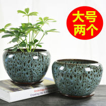 Large ceramic flowerpot with tray special clearance creative personality green Luo simple chloropicam most meat flowerpot wholesale