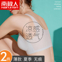 South Pole Underwear Womens thin section Summer No-ring Steel Ring Conspicoless Sport Beauty Vest Type Small Chest Gathering Bra