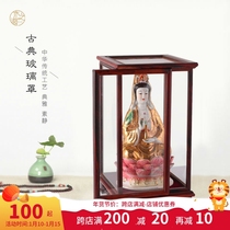 Redwood red sour branch sliding door glass cover solid wood vase Buddha statue crafts ornaments treasure cage display dust cover customization