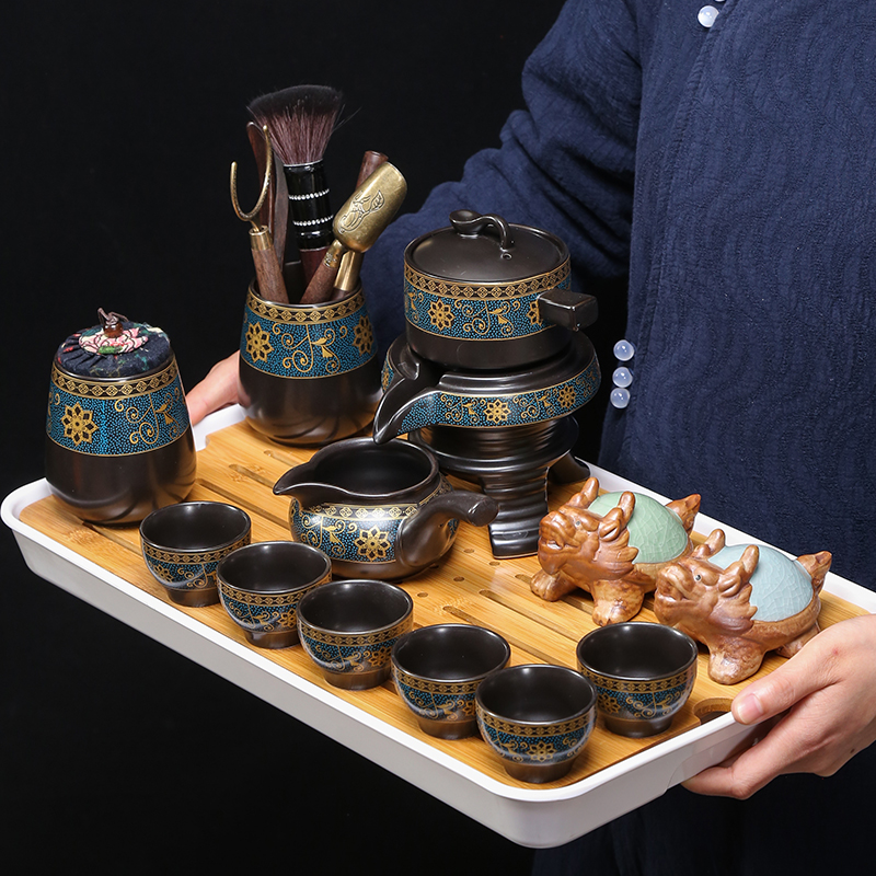Japanese small sets of kung fu tea set suit household ceramic tea cup tea tray was coarse pottery office representative of restoring ancient ways