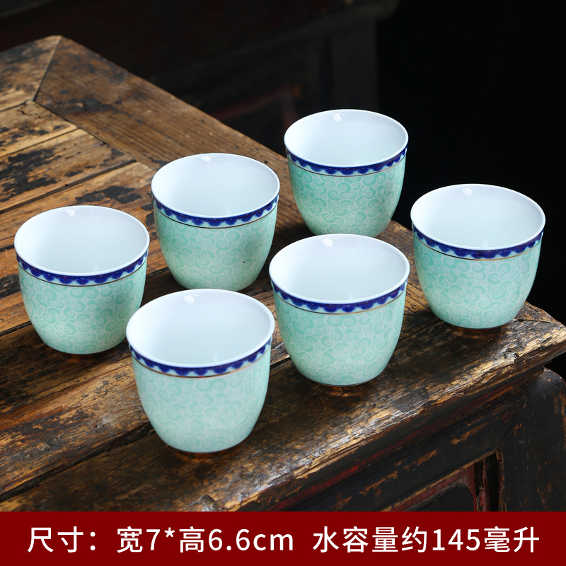 Kung fu tea set ceramic cups household pure manual master cup single CPU noggin of jingdezhen blue and white porcelain sample tea cup