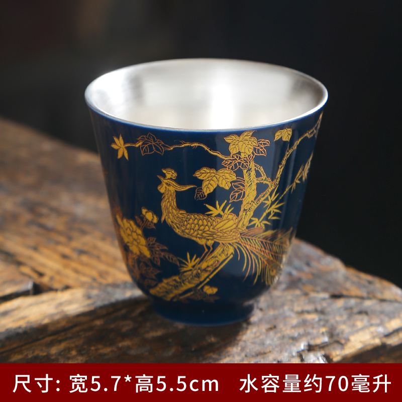 Blue and white colored enamel cup kung fu tea set single glass ceramic household sample tea cup jingdezhen porcelain cup bowl host