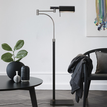 Book room reading floor lamp Home Living room Nordic Wind floor lamp Pole minimalist light and luxurious black leather Triangle lamp