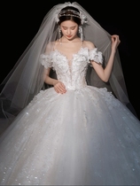 The wedding dress 2022 bride's summer court style luxury wedding main yarn has a big delay