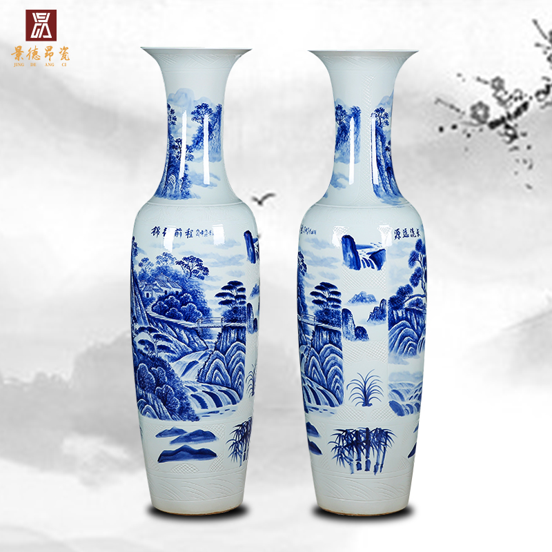 Blue and white porcelain of jingdezhen ceramics bright future of large vases, furnishing articles hotel furnishing articles Chinese style decorates sitting room