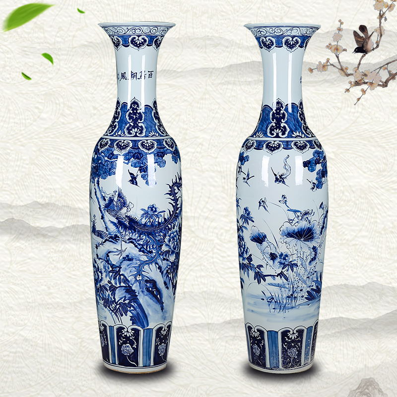 Jingdezhen ceramics hand - made birds pay homage to the king of large vase burn furnishing articles 1.8 3 m sitting room in the hotel lobby