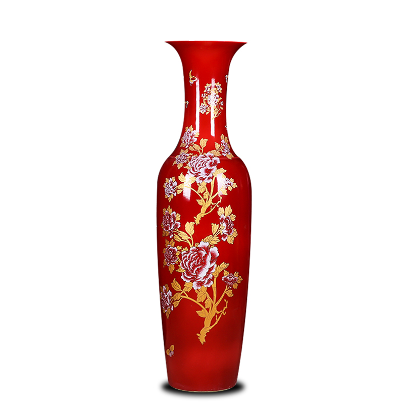 Rich of large vase furnishing articles red flowers open China jingdezhen ceramics high temperature home sitting room hotel feng shui