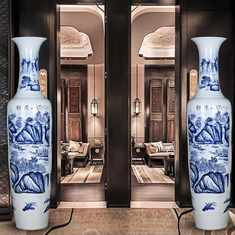 Jingdezhen ceramics has a long history in the landing big hand blue and white porcelain vase splendid sunvo sitting room the opened