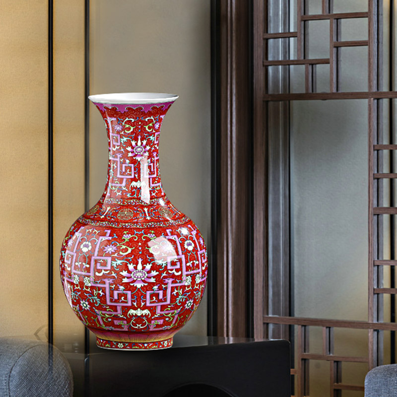 Archaize of jingdezhen ceramics colored enamel vase furnishing articles sitting room flower arrangement craft gift decoration home decoration