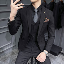 Suit mens suit trend Korean version of self-cultivation British groom wedding dress business professional dress casual suit