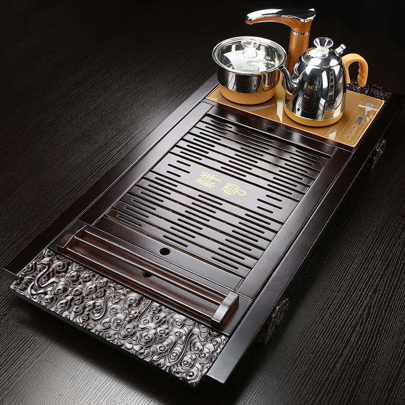 Automatic ceramic kung fu tea tea tea set contracted household electric magnetic furnace cup tea solid wood tea tray