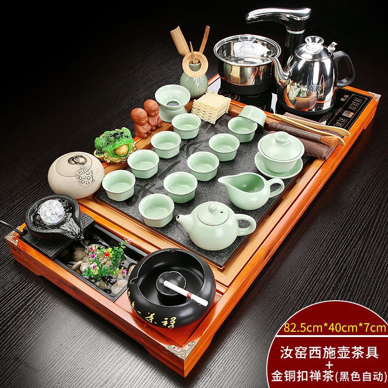 Automatic tea set suit modern kung fu of a complete set of violet arenaceous household contracted one solid wood tea tray tea tea cup