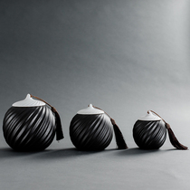 Qinfeng tea pot ceramic large and small sealed can green tea storage tank household portable Puer tea box packaging