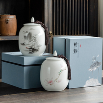Tea tank ceramic large sealed tank storage tank green tea black tea Puer tea storage tank household gift box
