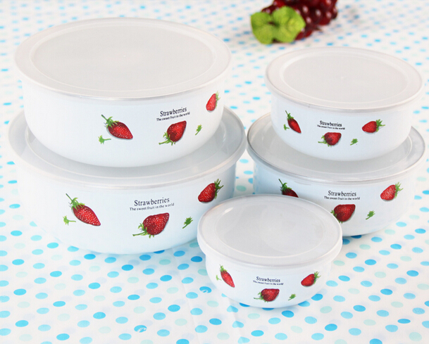 Old enamel bowls refrigerated bowl with cover sealed package last bowl by 3 piece 14/16/18