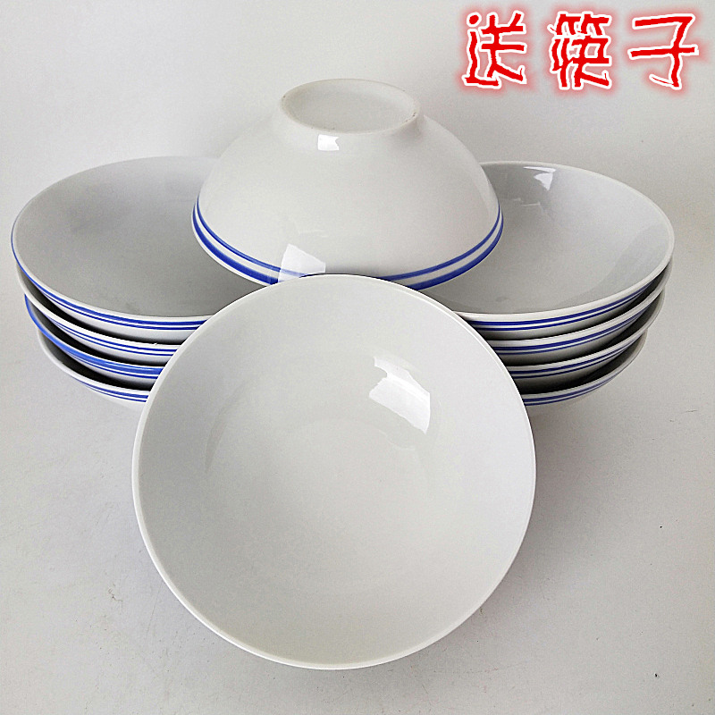 Hat to microwave bowl of soup bowl old bowl jingdezhen ceramic surface 6 blue edge of the old bowl bowl of rice