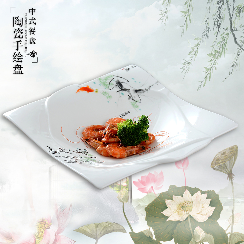 Creative lotus leaf disc restaurant 0 stir - fry the ceramic plate Chinese star hotel ltd. character of irregular tableware