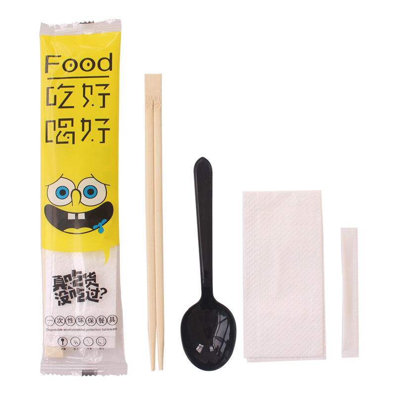 The Disposable chopsticks sets four spoons tissue toothpick take - out packaging four unity of tableware suit three - piece suit