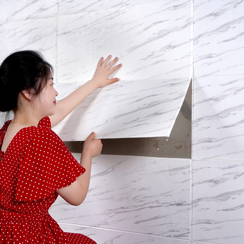 Wall paper adhesive 3 d Wall adornment bedroom walls terms waterproof imitation ceramic tile marble bathroom stickers