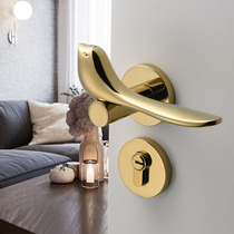 Bird golden door lock indoor bedroom mute magnetic suction room wooden door handle home light luxury split lock door handle