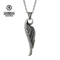 (Official) American ROCKRIDE Lucifer Wings Pendant 925 Sterling Silver Necklace Men