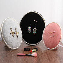 Oval Pearl plate ear ring frame household female earrings storage necklace jewelry display rack hanging wall earring jewelry frame