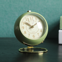 Light luxury Nordic small alarm clock Students with silent night lights Bedroom bedside desktop simple creative cute metal clock